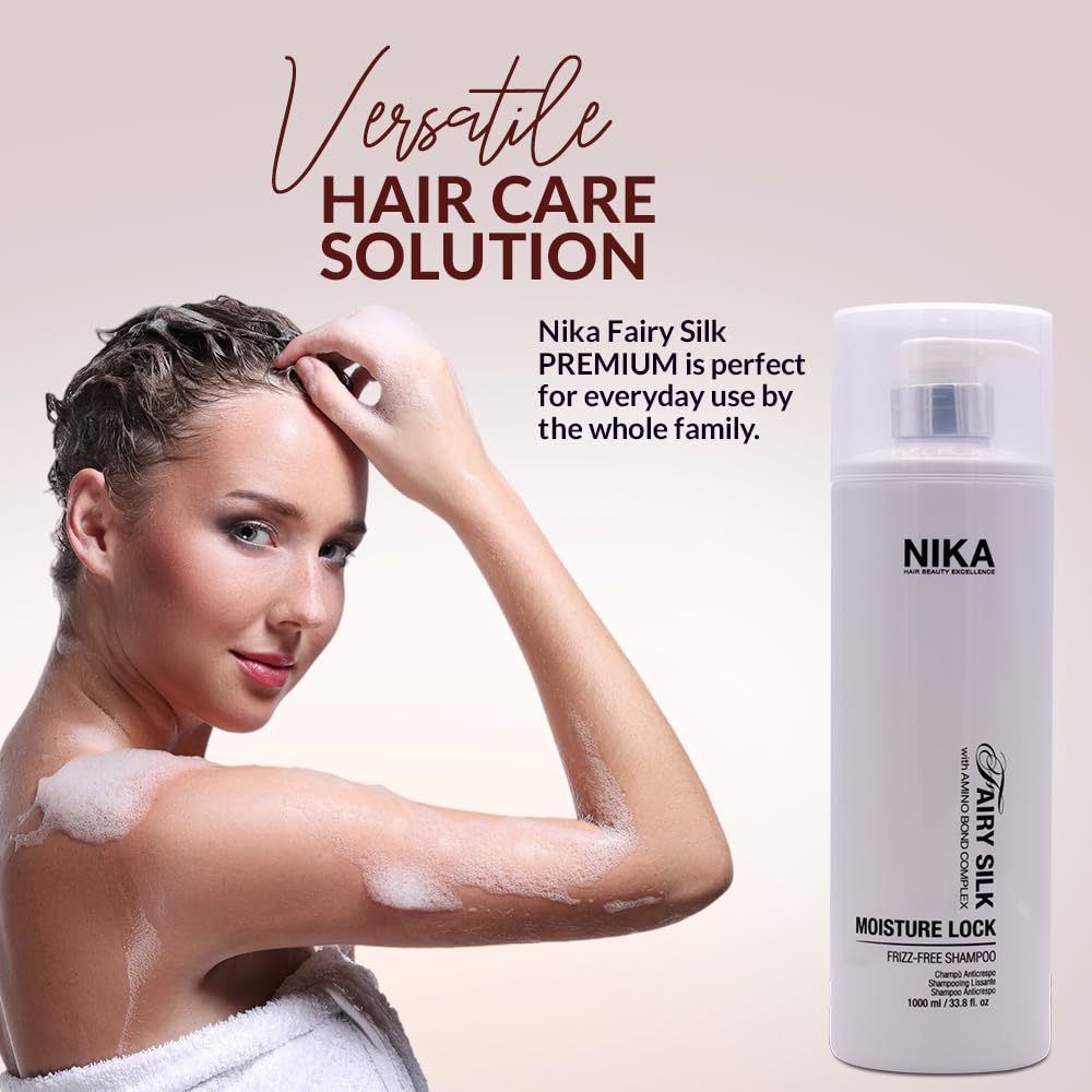 NIKA Fairy Silk - Moisture Lock Frizz-Free Shampoo - Smooth, Hydrate &amp; Shine - 33.8oz
