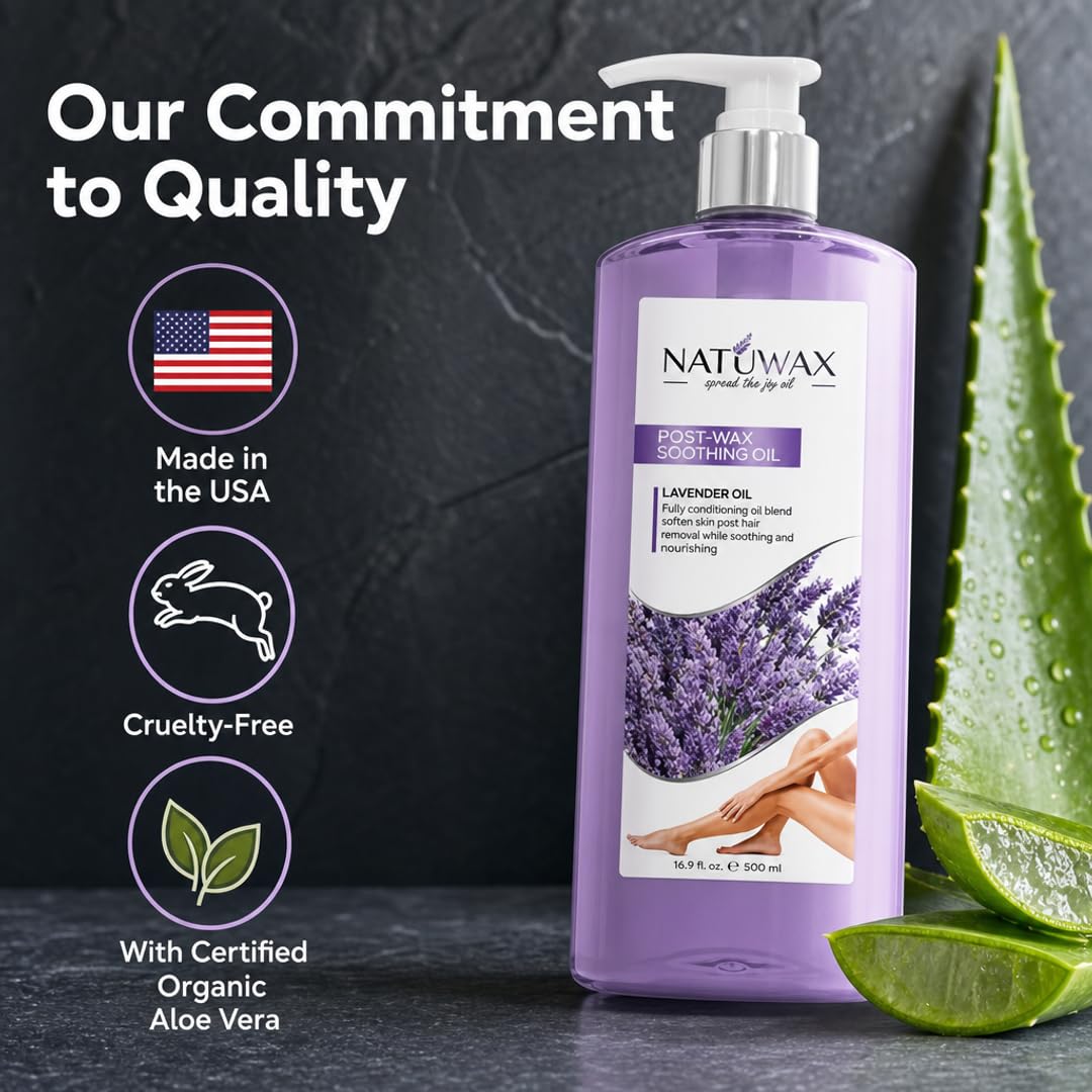 Natuwax Post-Wax Oil with Lavender - Soothes &amp; Hydrates Skin After Waxing
