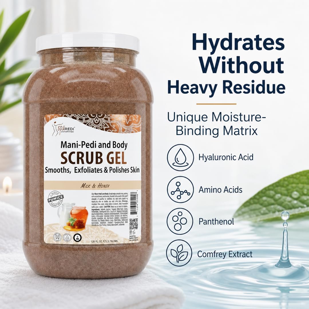 SPA REDI Exfoliating Scrub Pumice Gel - Hydrating Body Exfoliator with Hyaluronic Acid - Refresh &amp; Revitalize