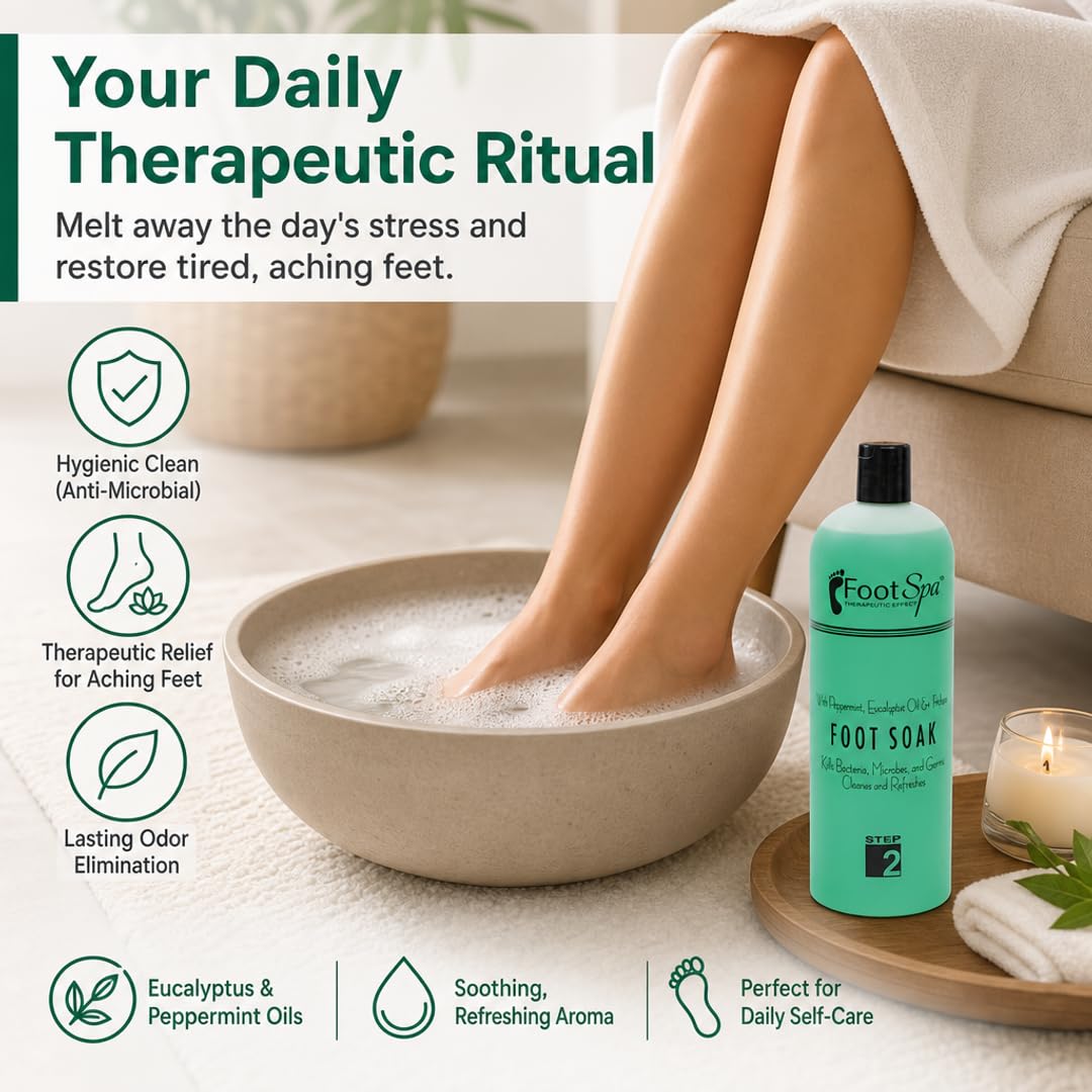 Foot Spa Foot Soak – Bulk Refill Gallon – Cleansing &amp; Softening Formula with Eucalyptus &amp; Peppermint Oil – Refreshing Foot Bath for Pedicures &amp; Tired, Aching Feet - Beauty Market Online