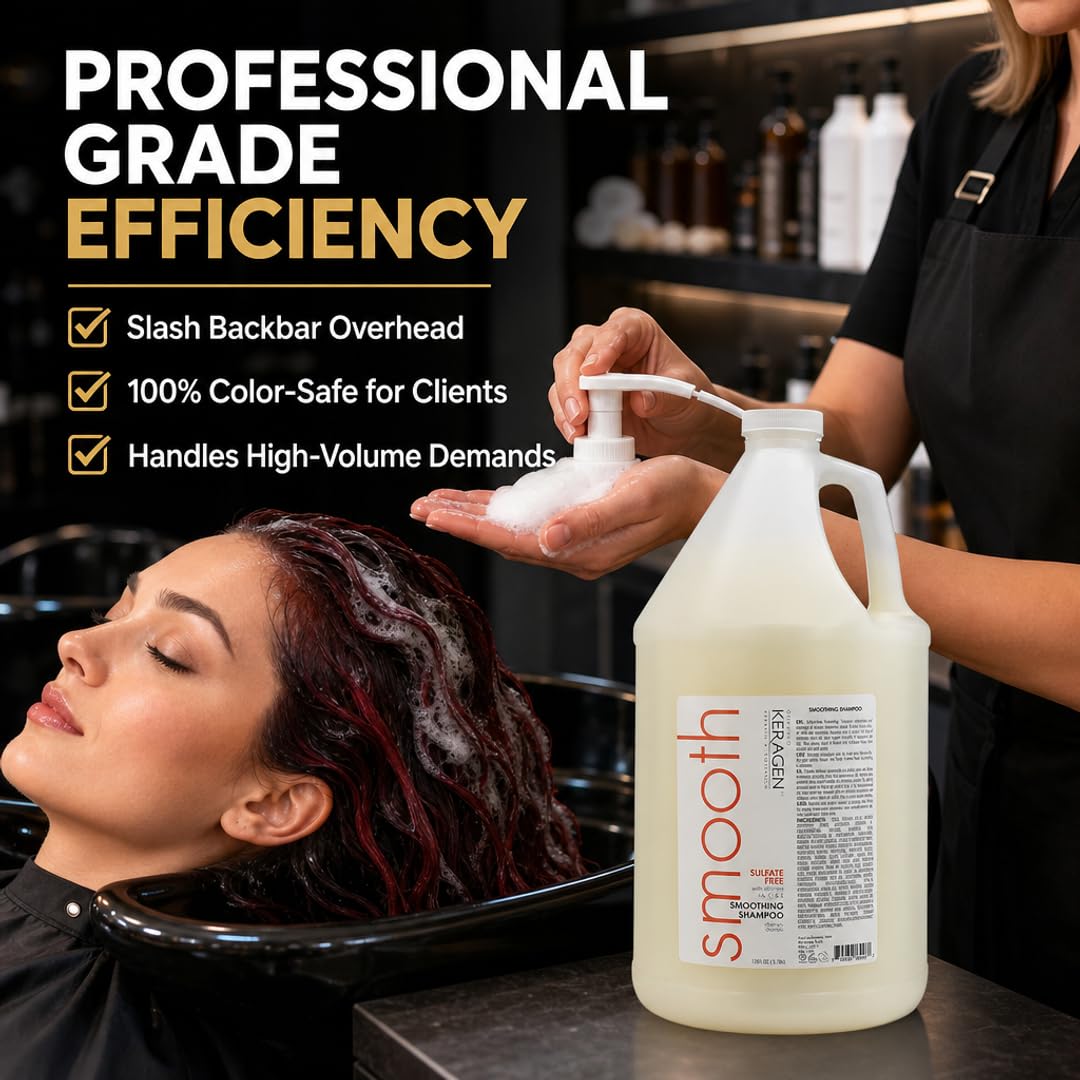 KERAGEN Smoothing Shampoo &amp; Conditioner Set – Sulfate-Free – Keratin &amp; Collagen Infused – Deep Moisture, Strengthens, Protects Color &amp; Repairs with Panthenol – For All Hair Types - Beauty Market Online