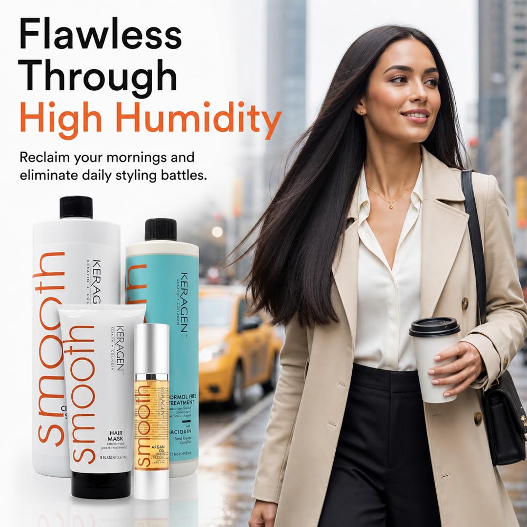 KERAGEN Brazilian Keratin Treatment Kit — Complete Smoothing System for Frizzy Hair