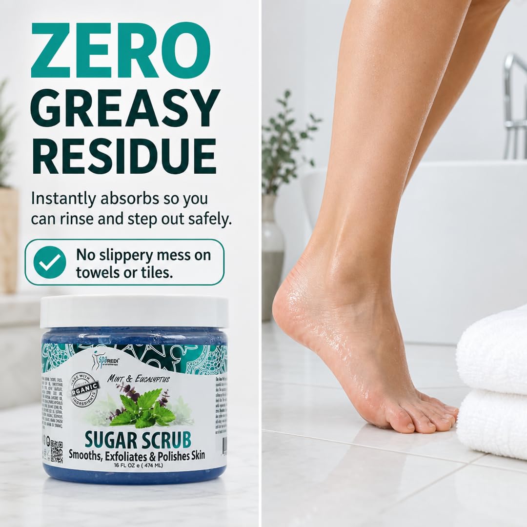 SPA REDI Sugar Body Scrub - Exfoliating &amp; Moisturizing for Smooth, Fresh Skin