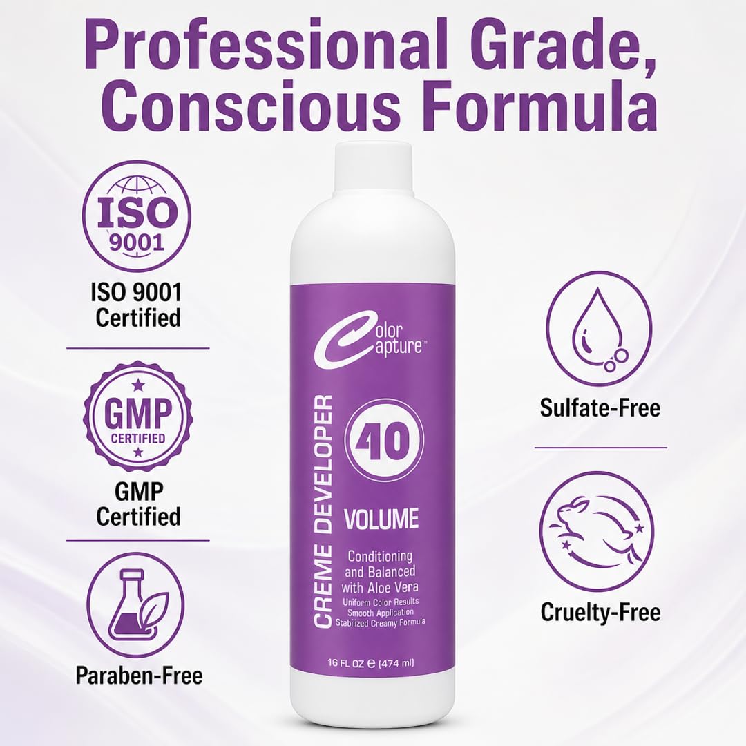 COLOR CAPTURE - Cream Developer, Hair Color Enhancer - Provides Consistent, Vibrant Results for Professional Coloring