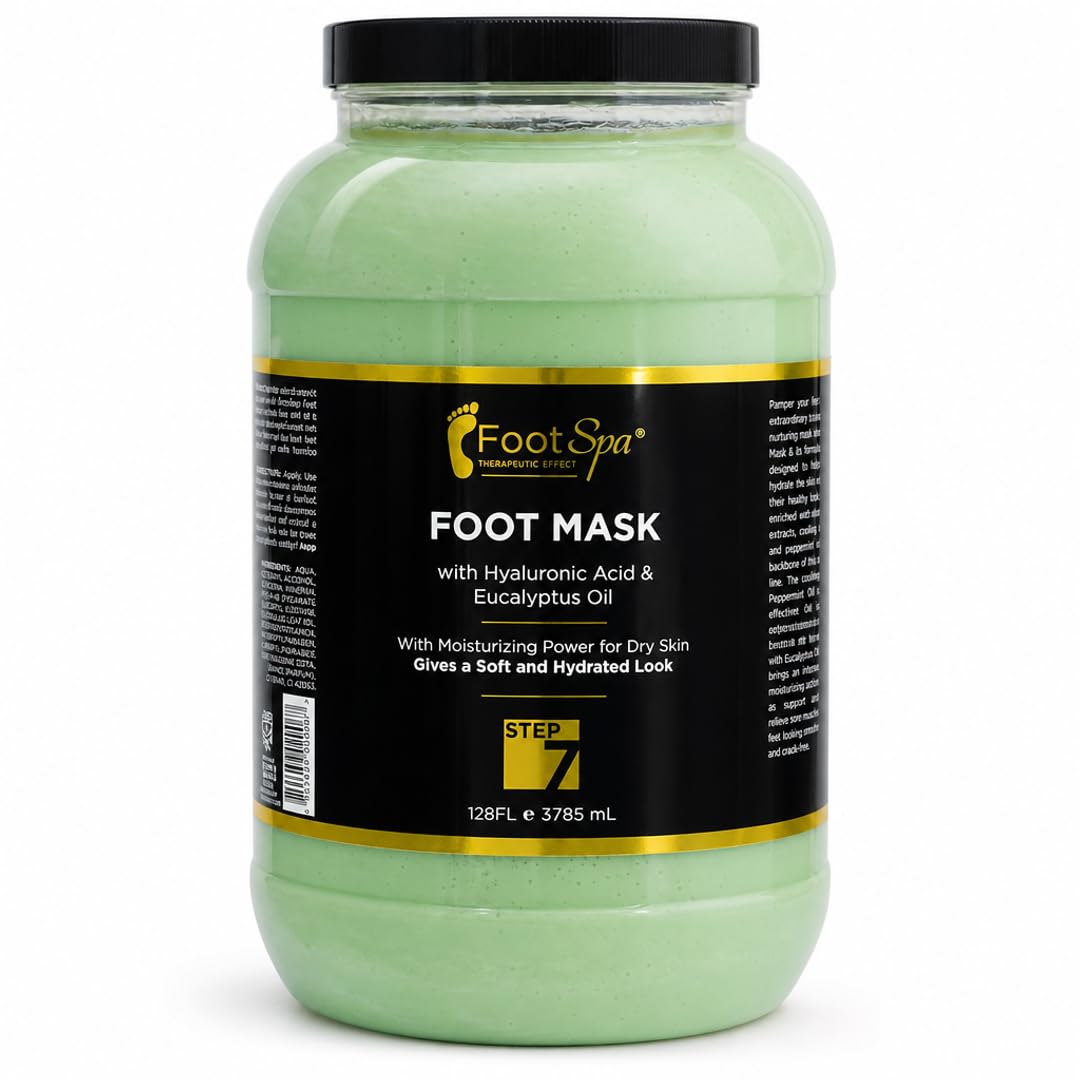 Foot Spa Cream Mask – 128oz Bulk Refill Gallon with Peppermint &amp; Eucalyptus Oil – Hydrating Pedicure &amp; Massage Treatment for Tired Feet &amp; Body – Infused with Hyaluronic Acid, Amino Acids &amp; Panthenol - Beauty Market Online