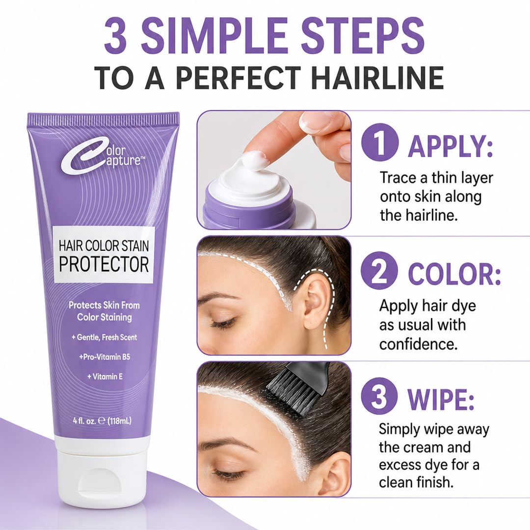 Color Capture Hair Color Stain Protector – Gentle Fresh Scent – Prevents Skin Staining During Hair Coloring – Professional Salon Barrier Cream – 4 fl oz