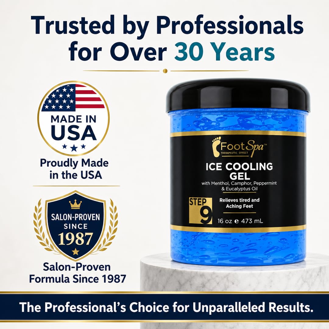Foot Spa Massage Cooling Gel – Professional Strength Ice Cooling Therapy for Pedicure &amp; Foot Care – Infused with Menthol, Camphor, Peppermint &amp; Eucalyptus Oil for Soothing Relief &amp; Refreshing Hydration - Beauty Market Online