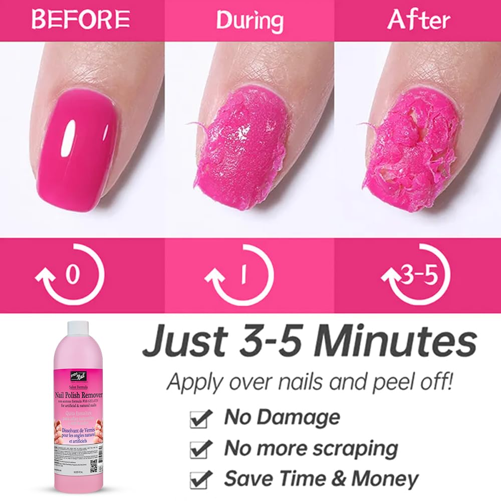 PRO NAIL Nail Polish Remover - Gentle &amp; Effective - 16 Oz