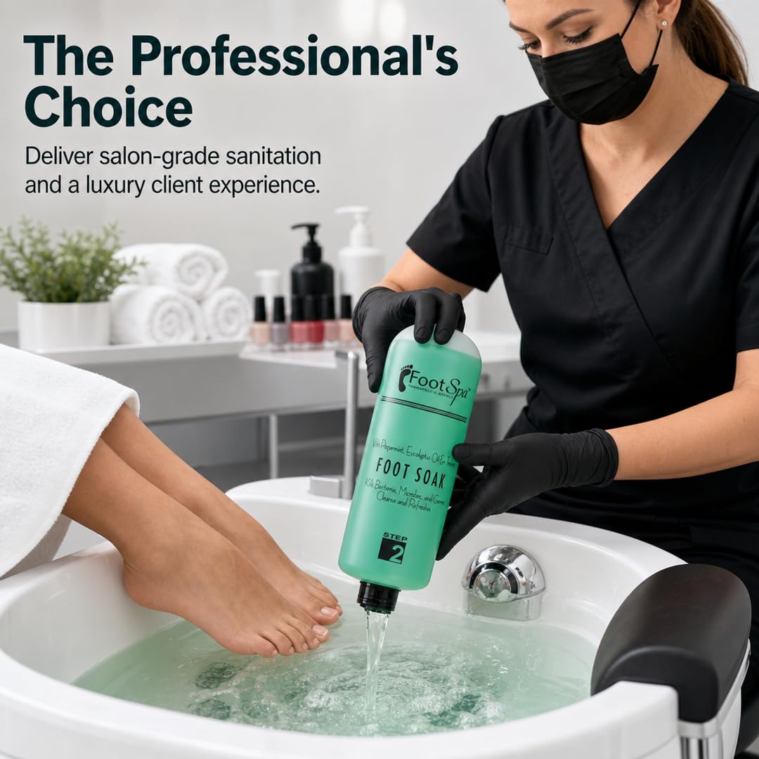 Foot Spa Foot Soak – Bulk Refill Gallon – Cleansing &amp; Softening Formula with Eucalyptus &amp; Peppermint Oil – Refreshing Foot Bath for Pedicures &amp; Tired, Aching Feet