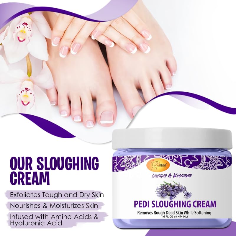 SPA REDI Foot Cream - Lavender &amp; Wildflower - Exfoliate &amp; Soothe - 16 oz