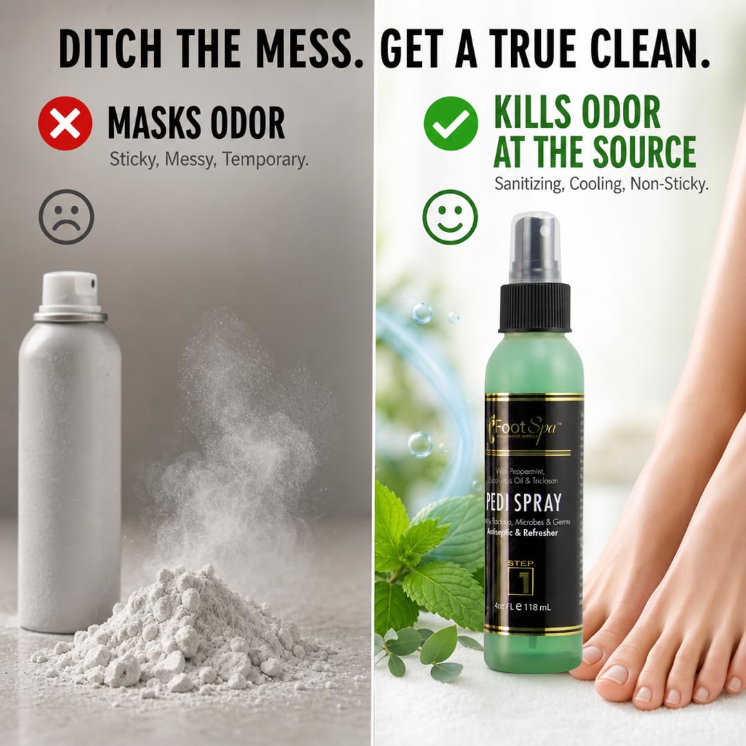 Pedi Spray Antiseptic - Mint &amp; Eucalyptus - Refreshing Foot Care Spray for Clean &amp; Revitalized Feet