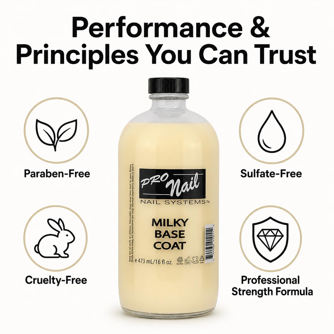PRO NAIL Milky Base Coat - Professional Strength Nail Polish Hardener - Prevents Chipping - Fast Dry