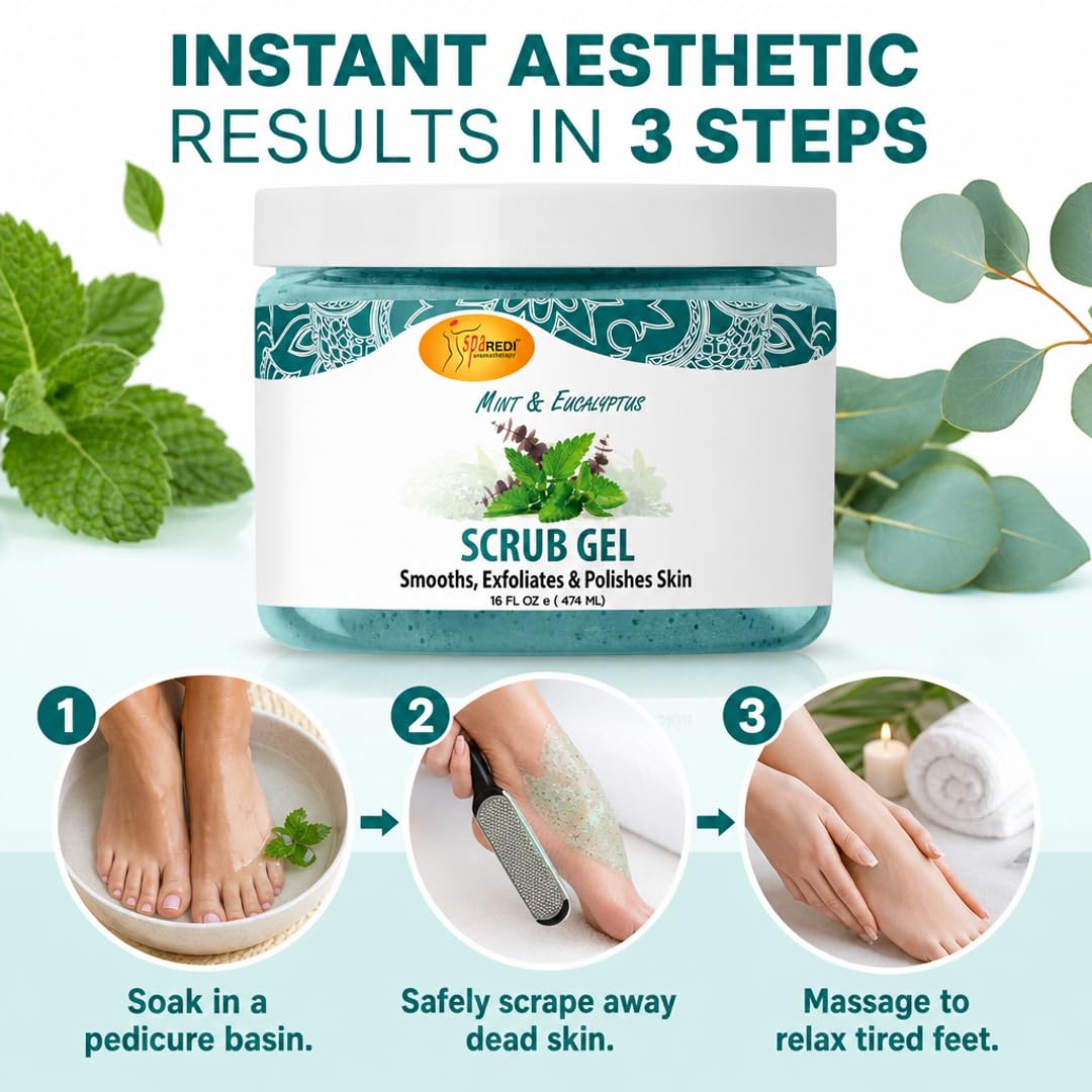 SPA REDI Exfoliating Scrub Pumice Gel - Hydrating Body Exfoliator with Hyaluronic Acid - Refresh &amp; Revitalize