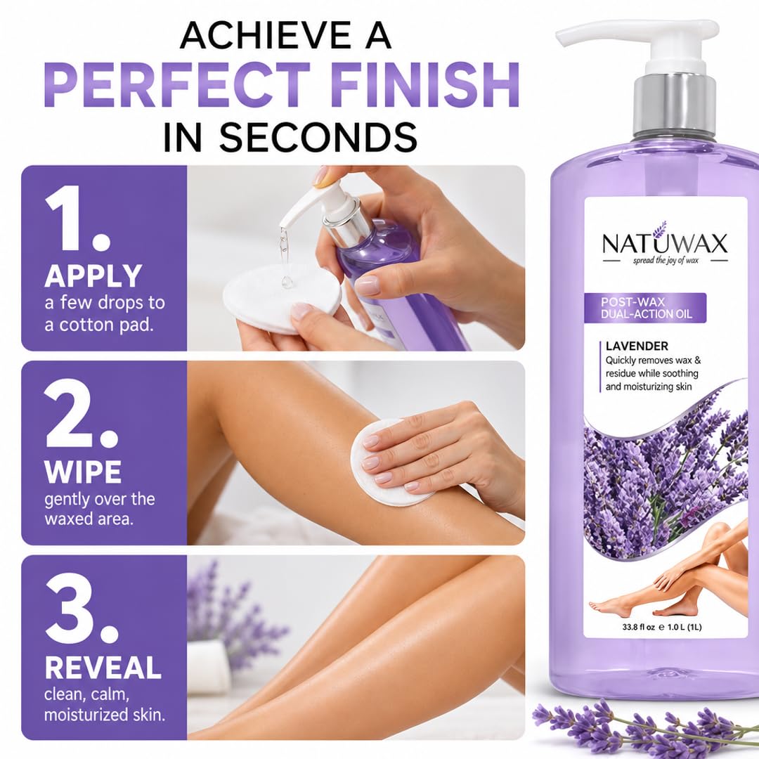 Natuwax Post-Wax Oil with Lavender - Soothes &amp; Hydrates Skin After Waxing