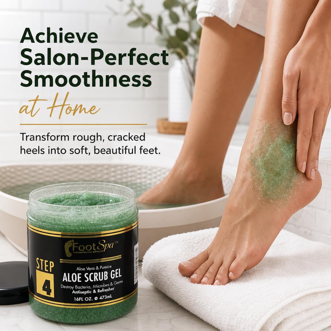 Foot Spa Exfoliating Scrub Gel – Bulk Refill Gallon for Manicure, Pedicure &amp; Body – Infused with Aloe Vera &amp; Salicylic Acid – Professional Exfoliator for Smooth, Polished &amp; Hydrated Skin - Beauty Market Online