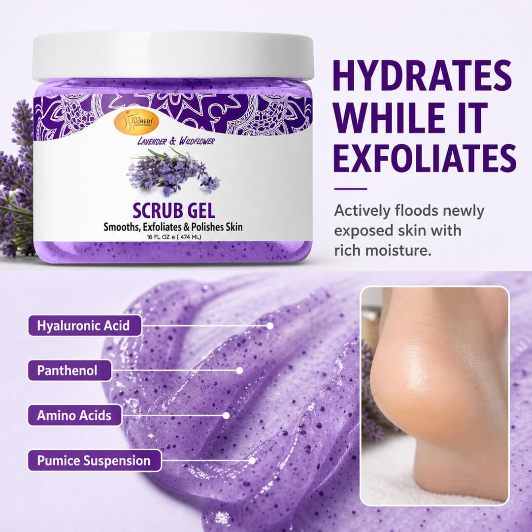 SPA REDI Exfoliating Scrub Pumice Gel - Hydrating Body Exfoliator with Hyaluronic Acid - Refresh &amp; Revitalize - Beauty Market Online