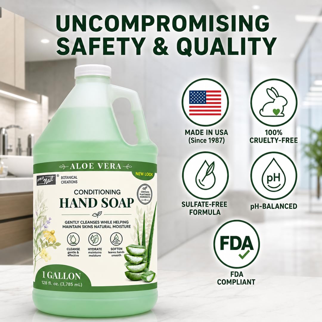 PRO NAIL Liquid Hand Soap Refill - Deeply Cleanses &amp; Hydrates - Aloe Vera &amp; Cherry - Bulk Size