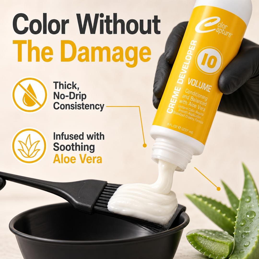 COLOR CAPTURE - Cream Developer, Hair Color Enhancer - Provides Consistent, Vibrant Results for Professional Coloring