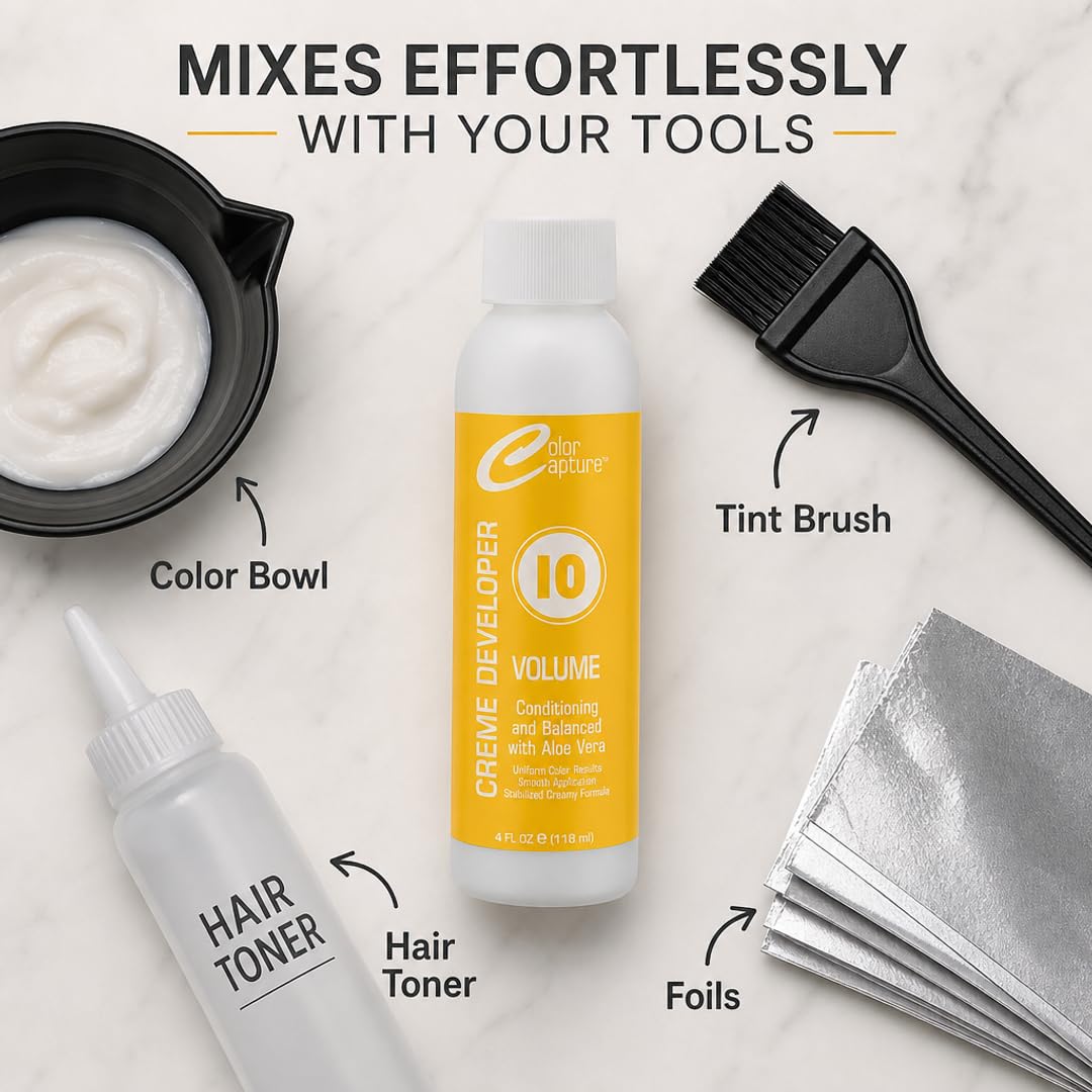 COLOR CAPTURE - Cream Developer, Hair Color Enhancer - Provides Consistent, Vibrant Results for Professional Coloring