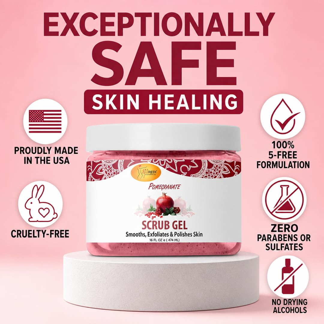 SPA REDI Exfoliating Scrub Pumice Gel - Hydrating Body Exfoliator with Hyaluronic Acid - Refresh &amp; Revitalize
