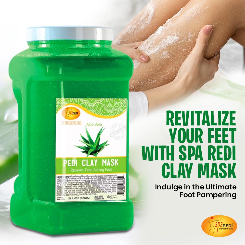 SPA REDI Clay Mask - Aloe Vera Detox - Deep Cleansing &amp; Hydrating - 128 Oz