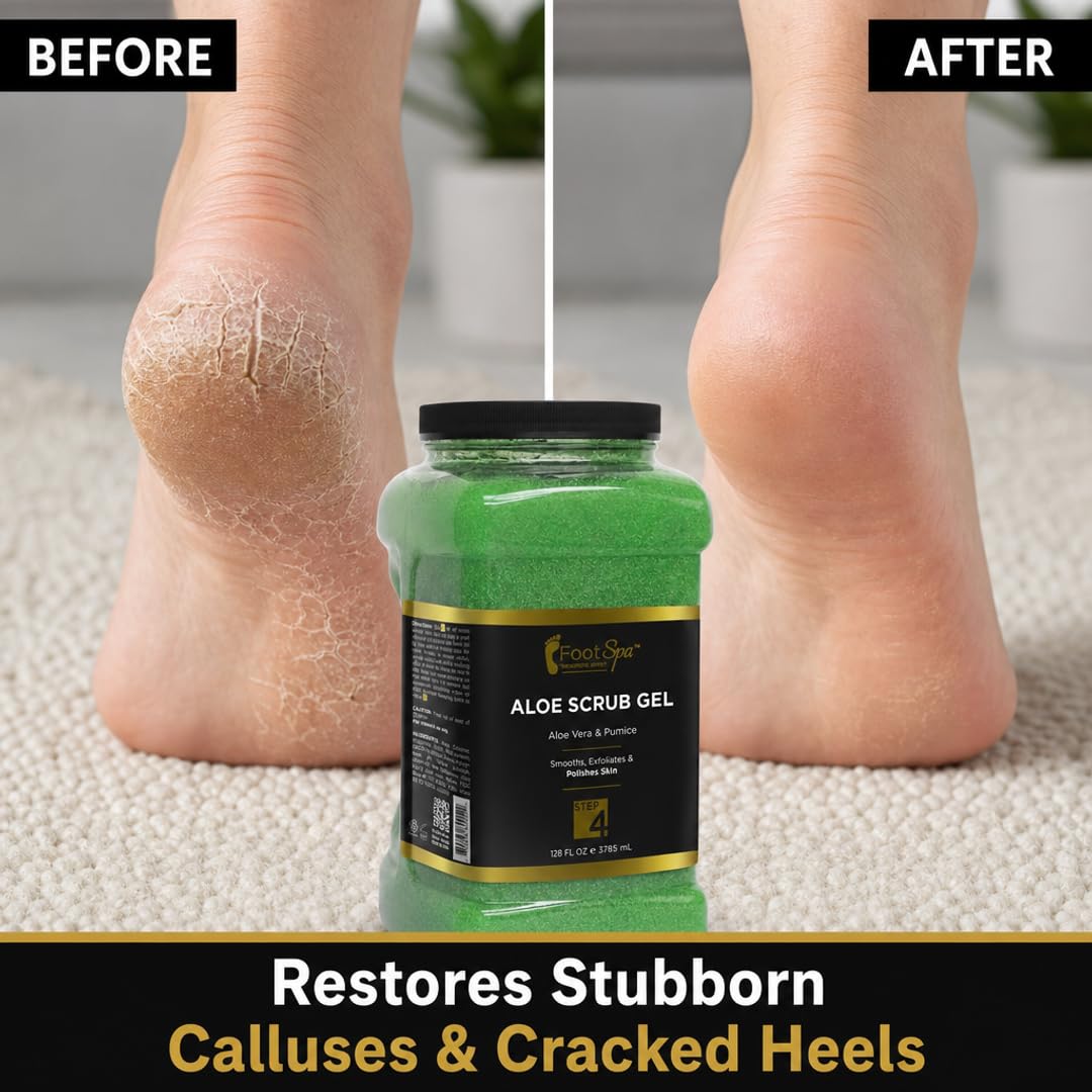 Foot Spa Exfoliating Scrub Gel – Bulk Refill Gallon for Manicure, Pedicure &amp; Body – Infused with Aloe Vera &amp; Salicylic Acid – Professional Exfoliator for Smooth, Polished &amp; Hydrated Skin