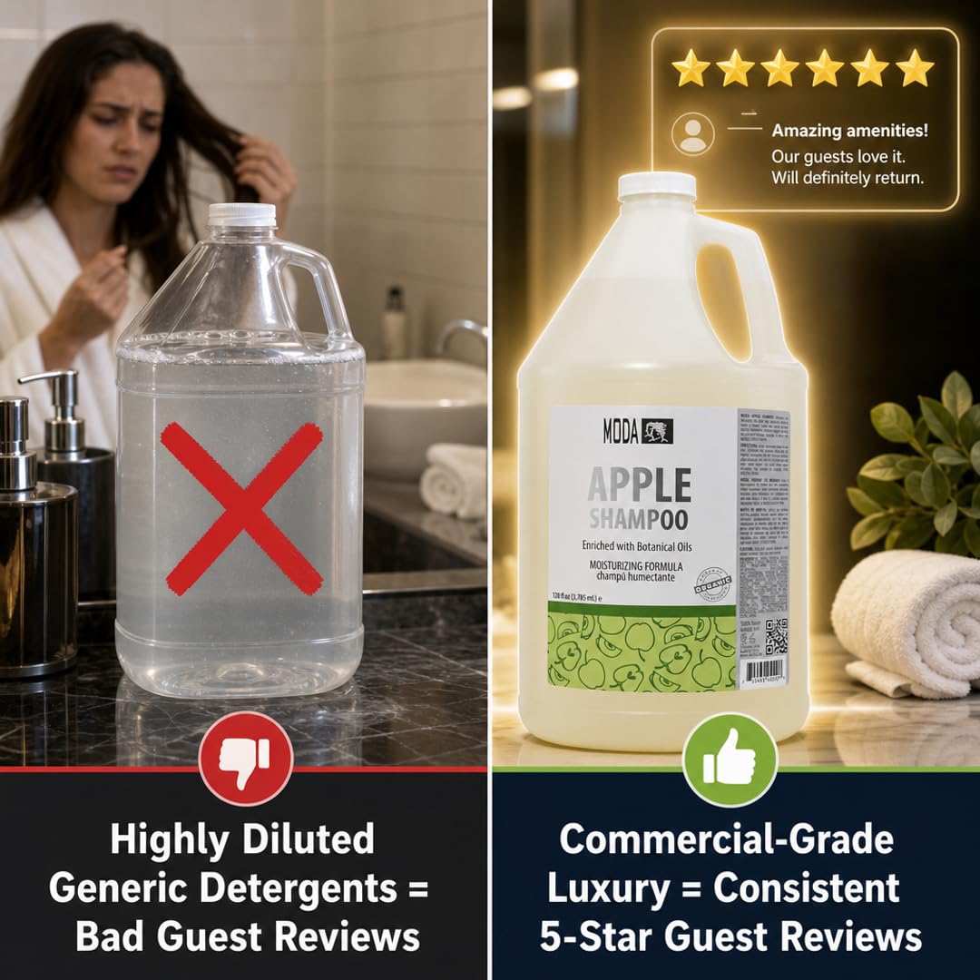 MODA - Moisturizing Shampoo for All Hair Types, Balsam and Protein, Professional - Deep Cleansing and Conditioning - Strengthens, Restores, and Adds Shine