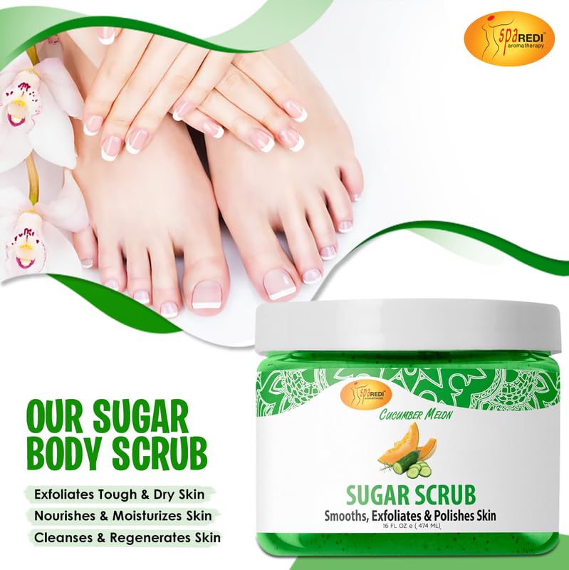 SPA REDI Sugar Body Scrub - Exfoliating &amp; Moisturizing for Smooth, Fresh Skin