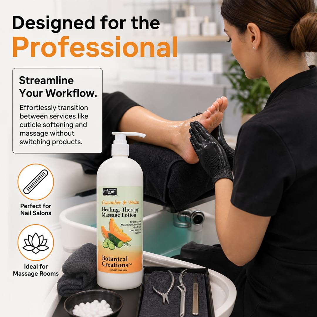 PRO NAIL Healing Therapy Massage Lotion - Nourishes &amp; Moisturizes Skin, Perfect for Pedicure, Manicure &amp; Body Care