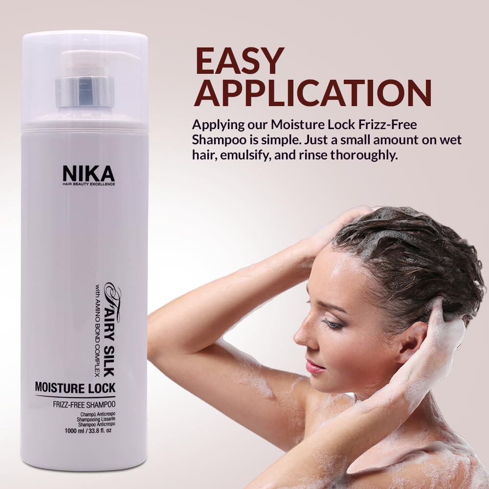 NIKA Fairy Silk - Moisture Lock Frizz-Free Shampoo, 33.8oz - Smooth, Hydrate &amp; Shine