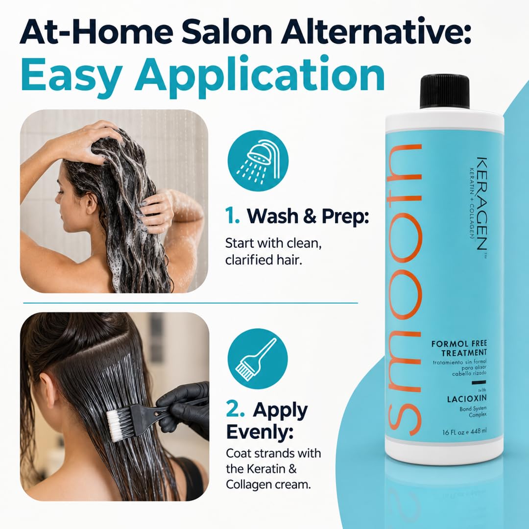 KERAGEN Brazilian Keratin Smoothing Treatment Formaldehyde-Free Blowout Straightening System