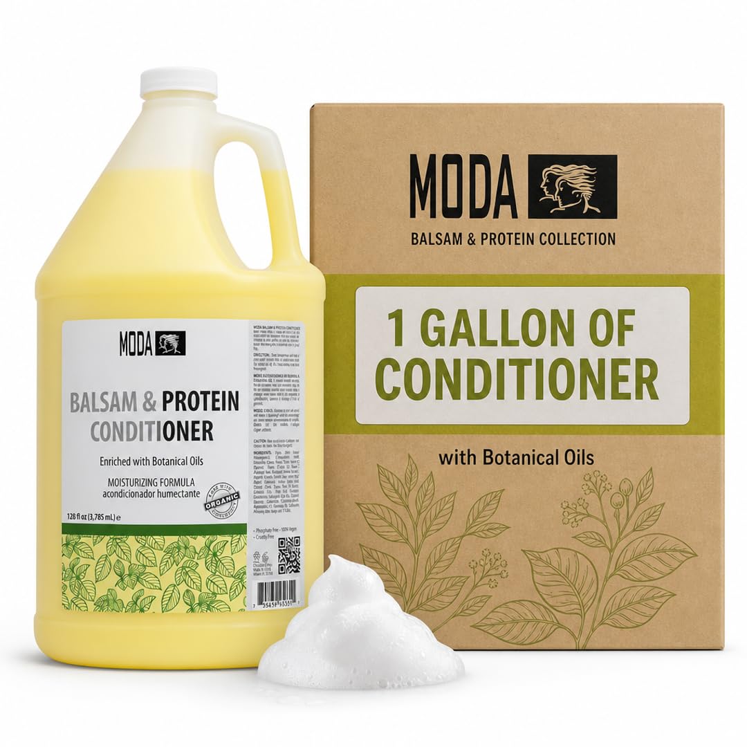 MODA Moisturizing Conditioner for All Hair Types – Professional Treatment – Balsam and Protein Formula – Strengthens, Hydrates, Adds Volume, Restores Shine and Protects Color