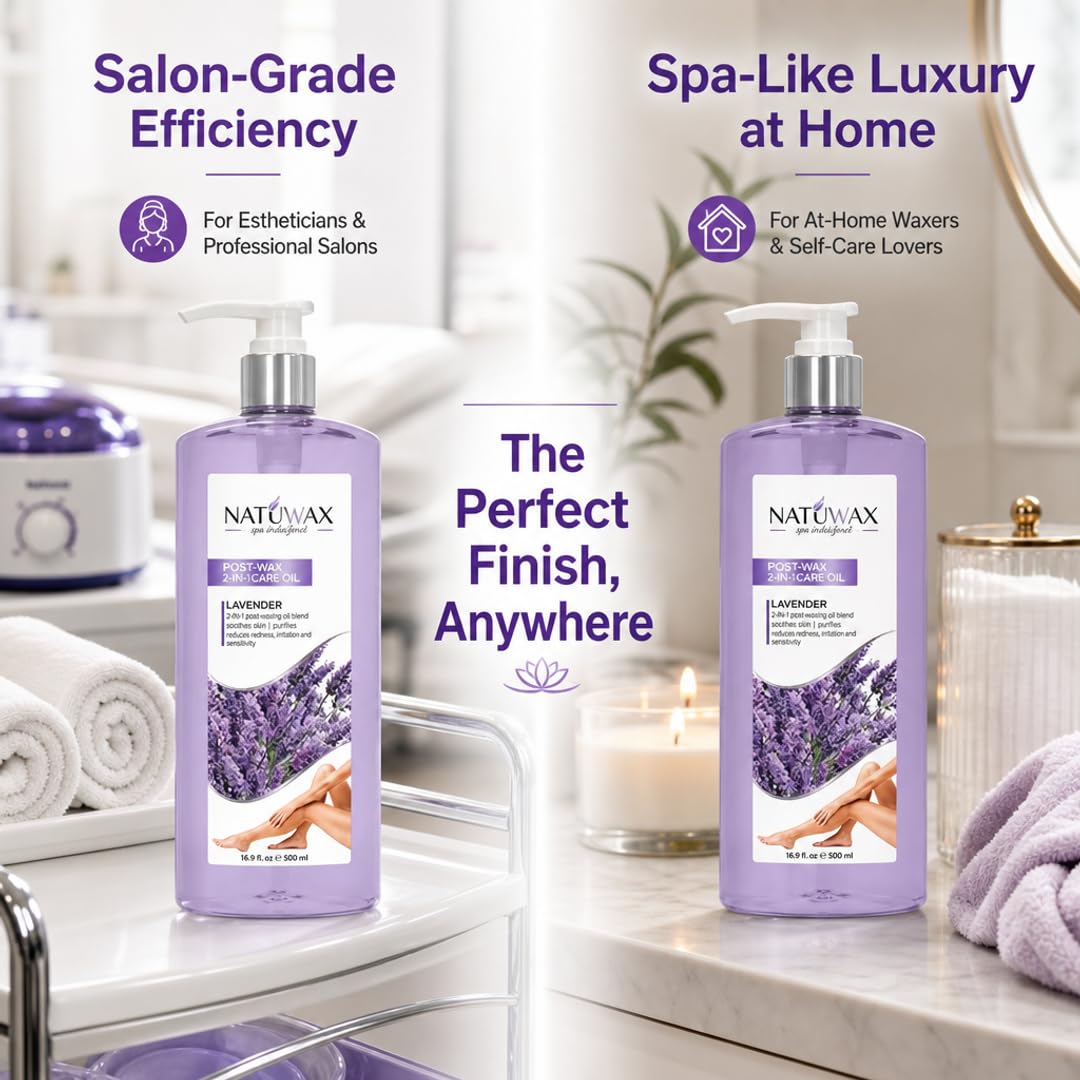 Natuwax Post-Wax Oil with Lavender - Soothes &amp; Hydrates Skin After Waxing