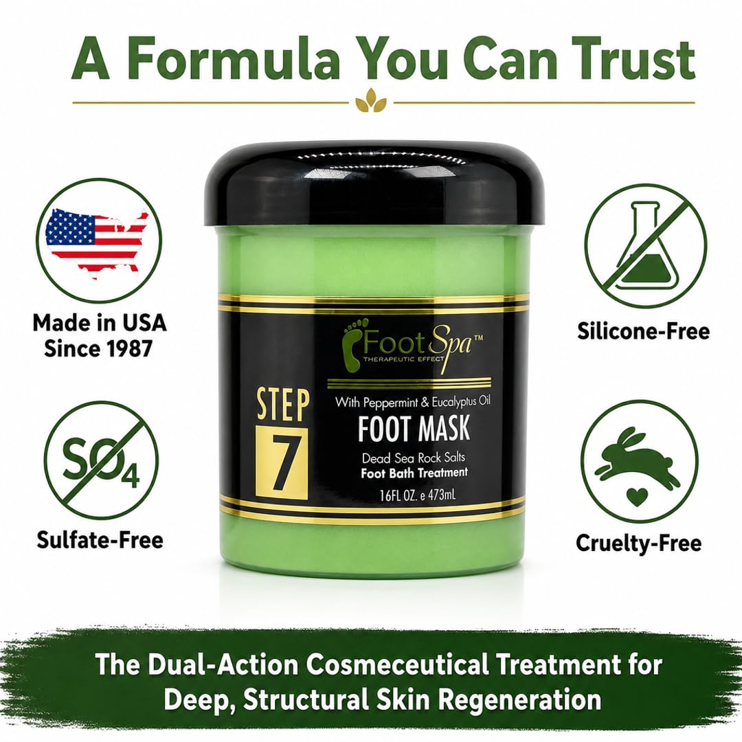 Foot Spa Cream Mask with Peppermint &amp; Eucalyptus Oil – Hydrating Pedicure &amp; Massage Treatment for Tired Feet &amp; Body – Infused with Hyaluronic Acid, Amino Acids &amp; Panthenol