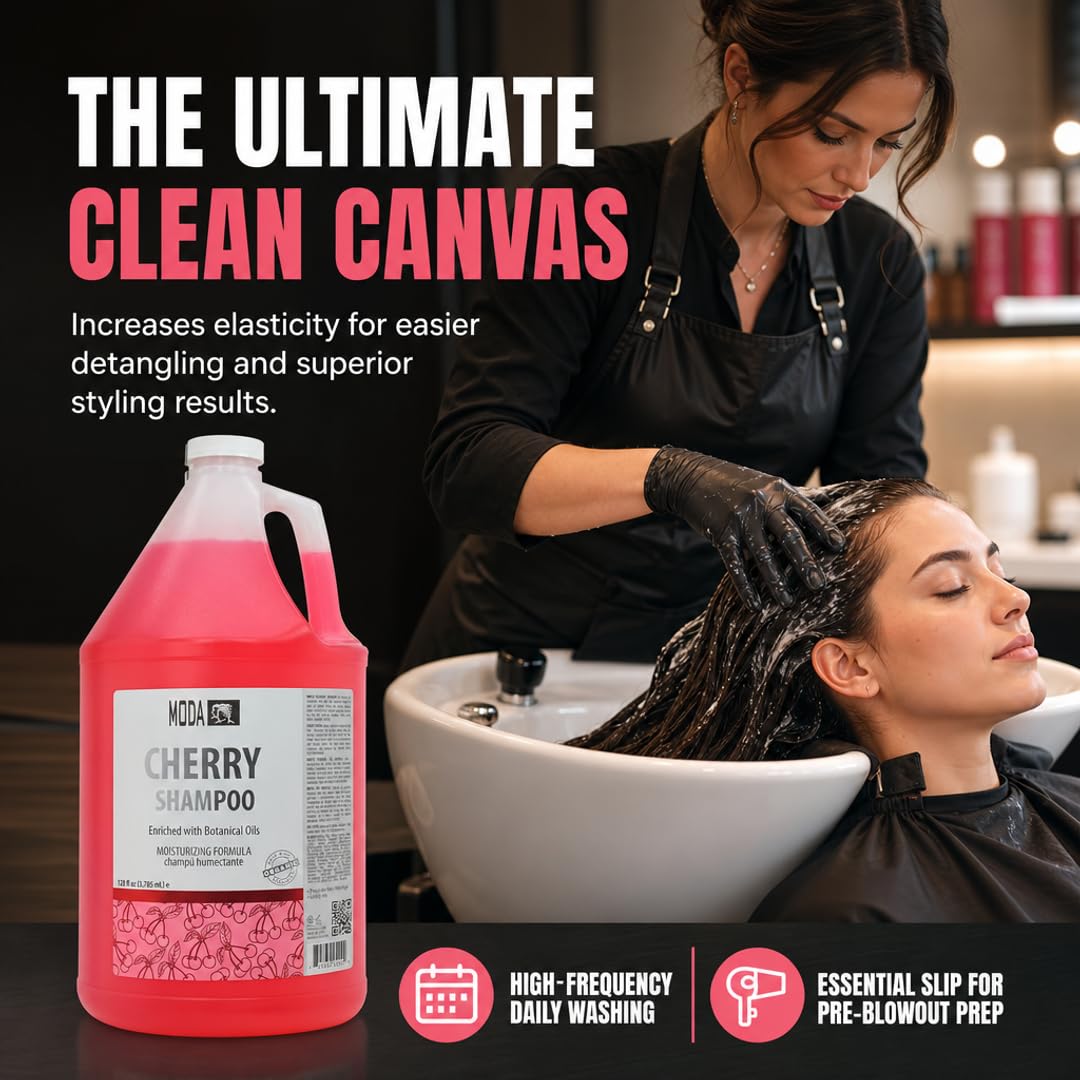 MODA - Moisturizing Shampoo for All Hair Types, Balsam and Protein, Professional - Deep Cleansing and Conditioning - Strengthens, Restores, and Adds Shine