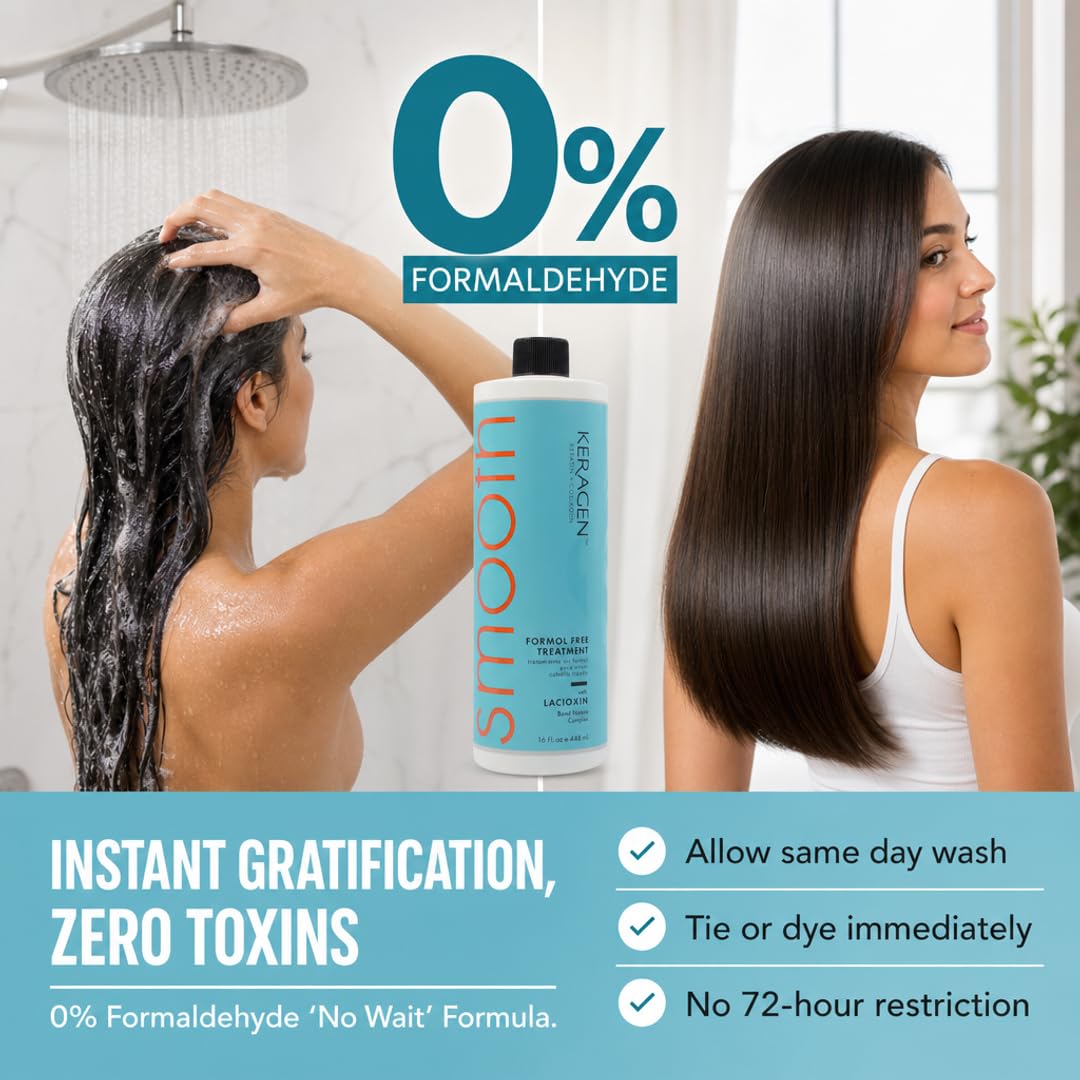 KERAGEN Brazilian Keratin Smoothing Treatment Formaldehyde-Free Blowout Straightening System