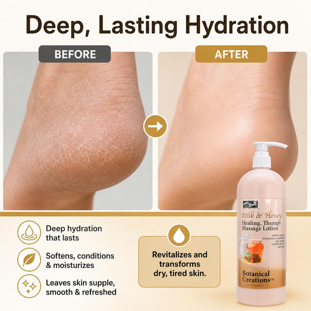 PRO NAIL Healing Therapy Massage Lotion - Nourishes &amp; Moisturizes Skin, Perfect for Pedicure, Manicure &amp; Body Care
