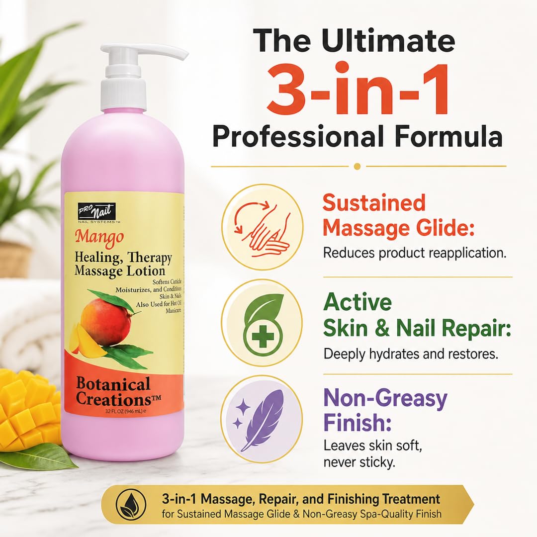PRO NAIL Healing Therapy Massage Lotion - Nourishes &amp; Moisturizes Skin, Perfect for Pedicure, Manicure &amp; Body Care