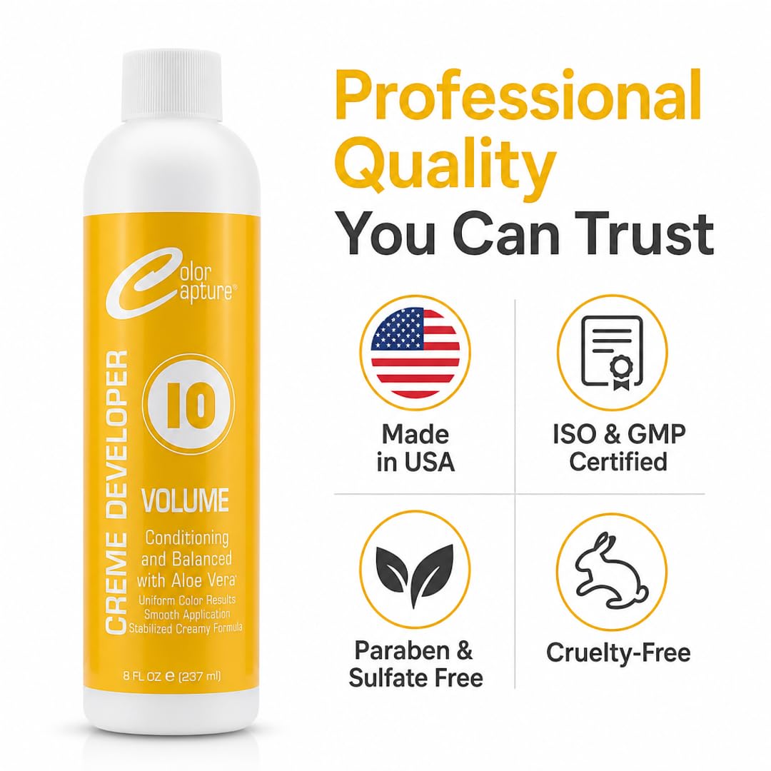 COLOR CAPTURE - Cream Developer, Hair Color Enhancer - Provides Consistent, Vibrant Results for Professional Coloring