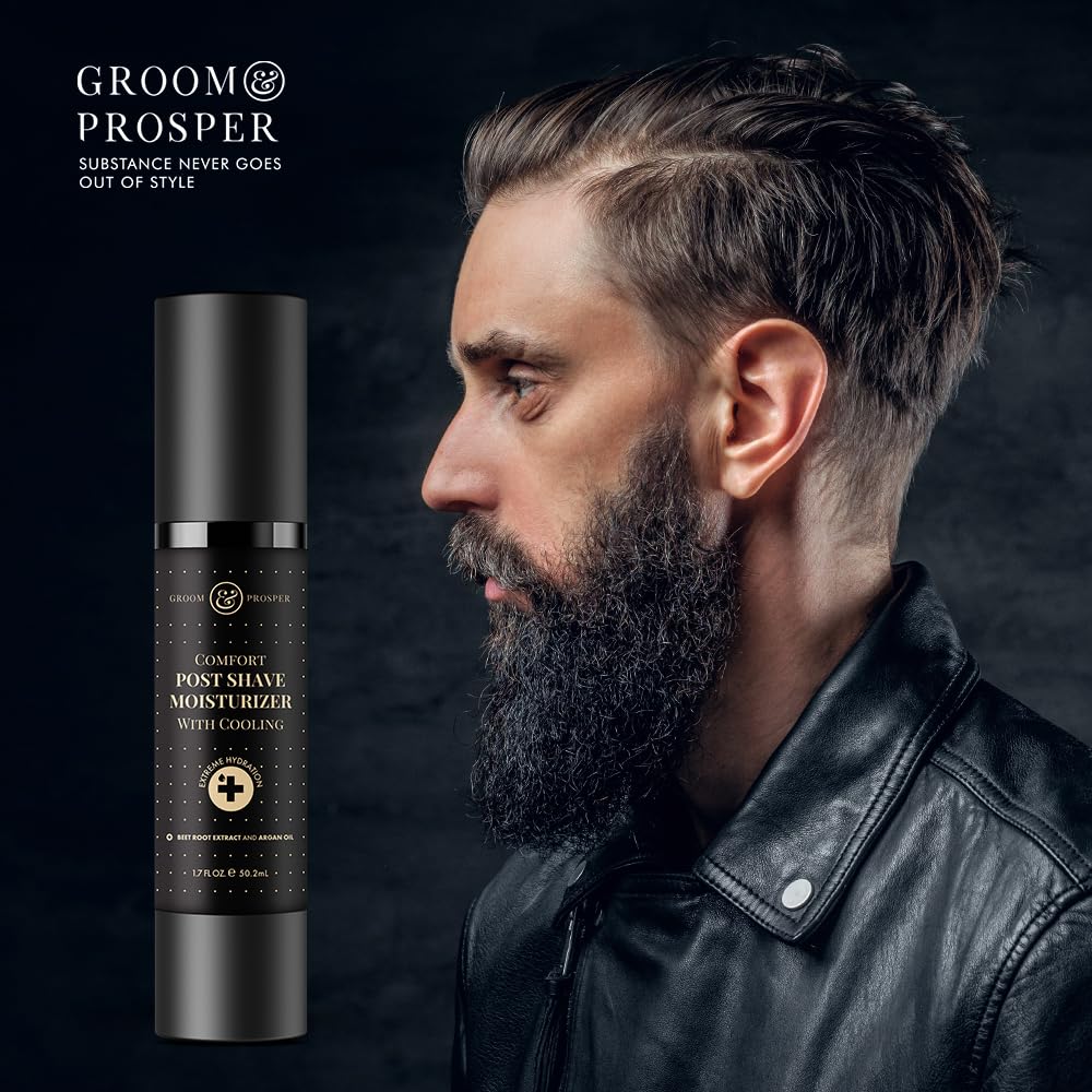 Groom &amp; Prosper - Comfort Post-Shave Cooling Moisturizer with Hyaluronic Acid &amp; Salicylic Acid - 1.7 Oz