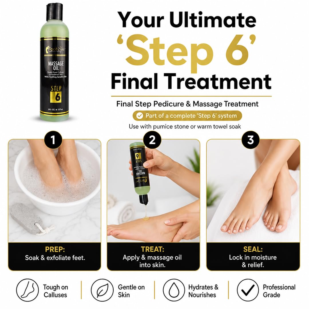 Foot Spa Massage Oil – Professional Massage Therapy with Tea Tree, Peppermint &amp; Eucalyptus – Deeply Hydrating for Full Body, Manicure &amp; Pedicure – Soothes Sore Muscles &amp; Repairs Dry Skin - Beauty Market Online