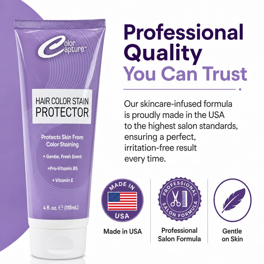 Color Capture Hair Color Stain Protector – Gentle Fresh Scent – Prevents Skin Staining During Hair Coloring – Professional Salon Barrier Cream – 4 fl oz