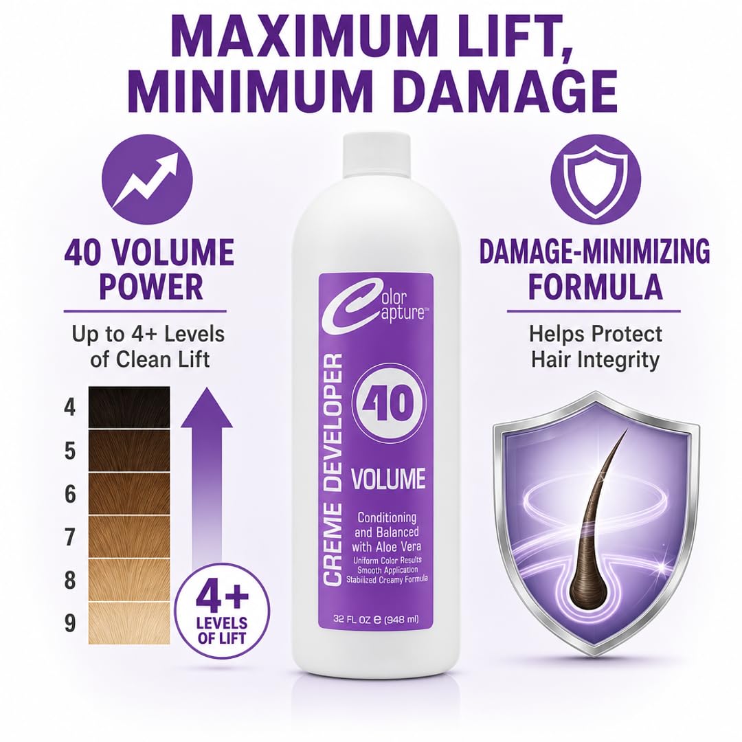 COLOR CAPTURE - Cream Developer, Hair Color Enhancer - Provides Consistent, Vibrant Results for Professional Coloring