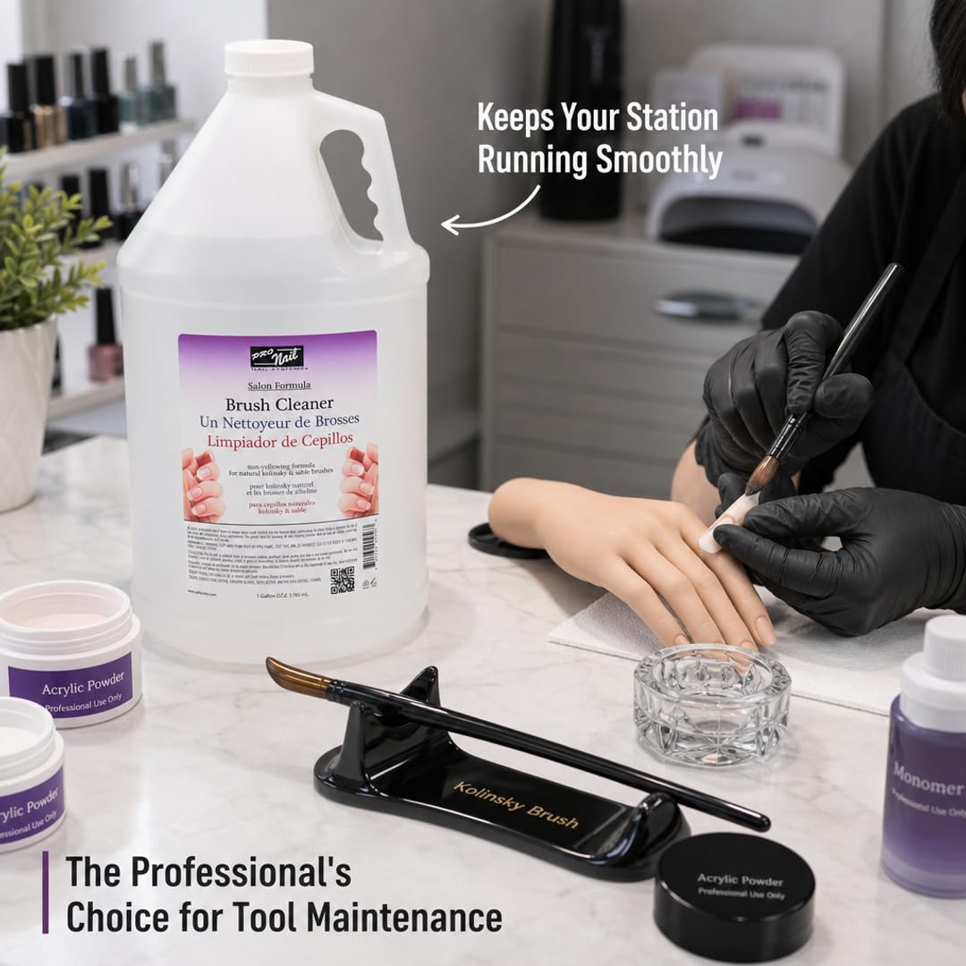 PRO NAIL Brush Cleaner - Deep Cleansing Formula for Brushes - 128 Oz
