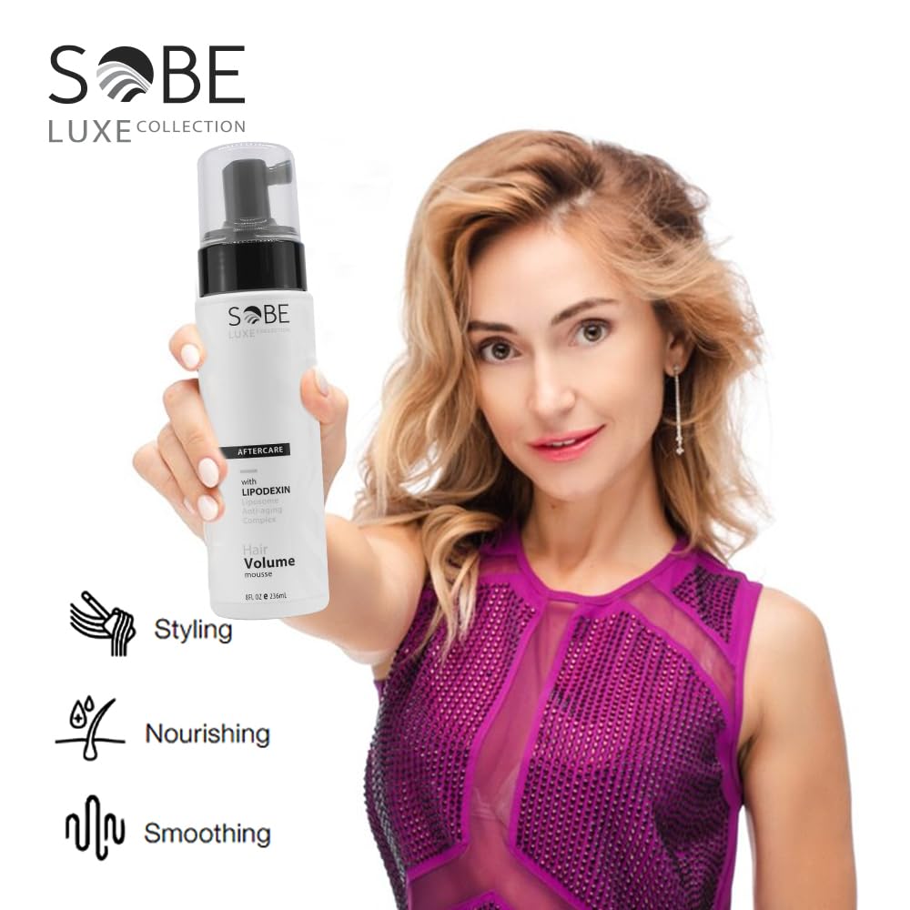 SOBE LUXE - Hair Volumizing Mousse, 8 Oz - Adds Volume &amp; Texture, Infused with Vitamin E &amp; Peptides