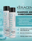 KERAGEN - Volumizing Shampoo and Conditioner for Fine Hair with Keratin and Collagen, Sulfate Free