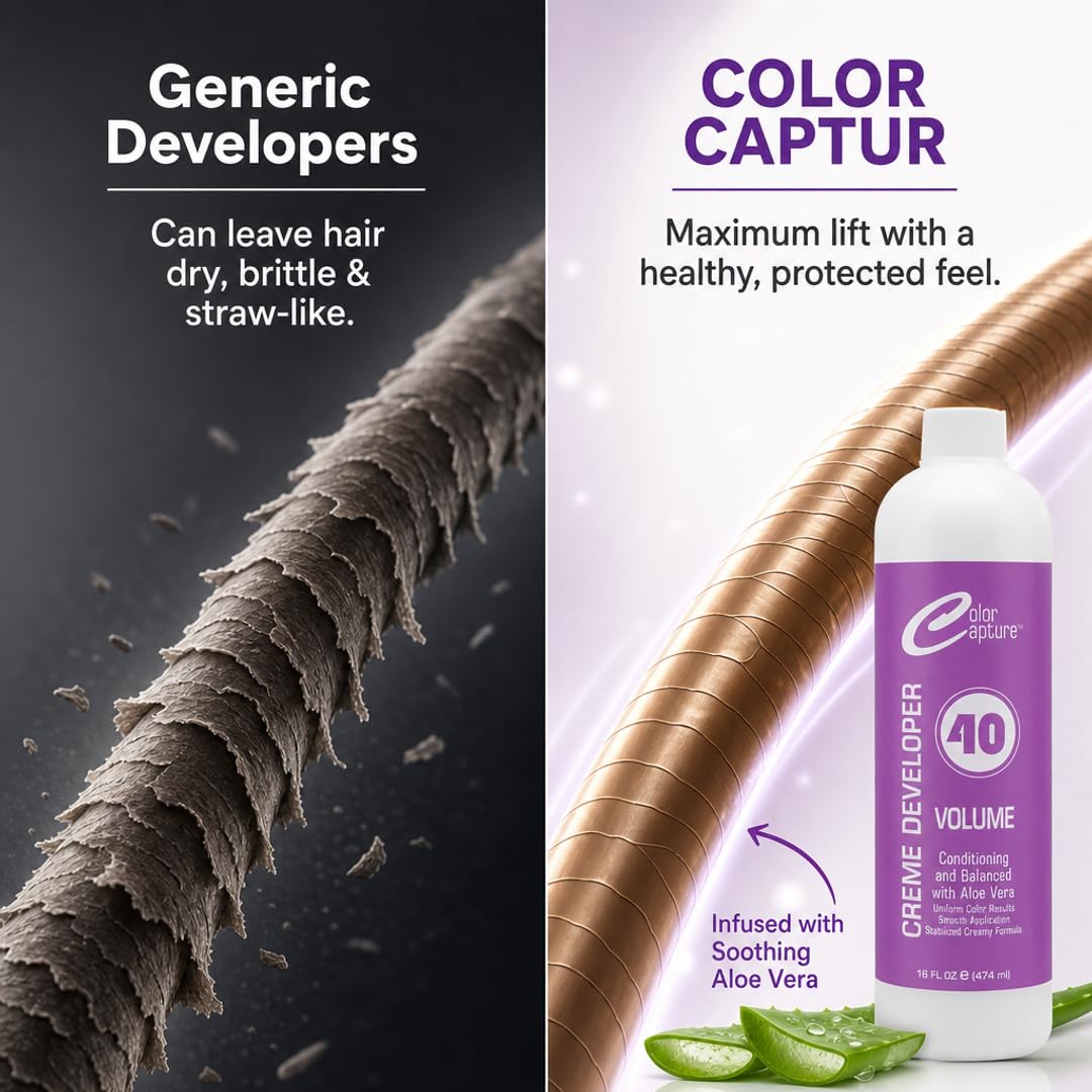 COLOR CAPTURE - Cream Developer, Hair Color Enhancer - Provides Consistent, Vibrant Results for Professional Coloring