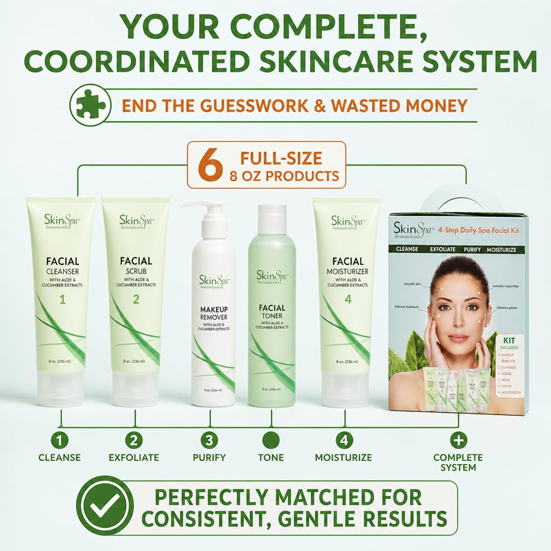 SKIN SPA Facial Cleanser Set with aloe vera 8 oz