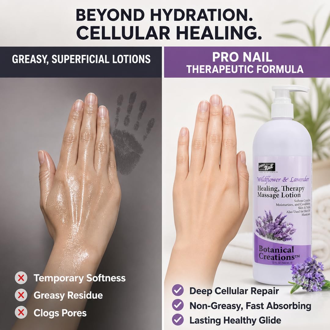 PRO NAIL Healing Therapy Massage Lotion - Nourishes &amp; Moisturizes Skin, Perfect for Pedicure, Manicure &amp; Body Care