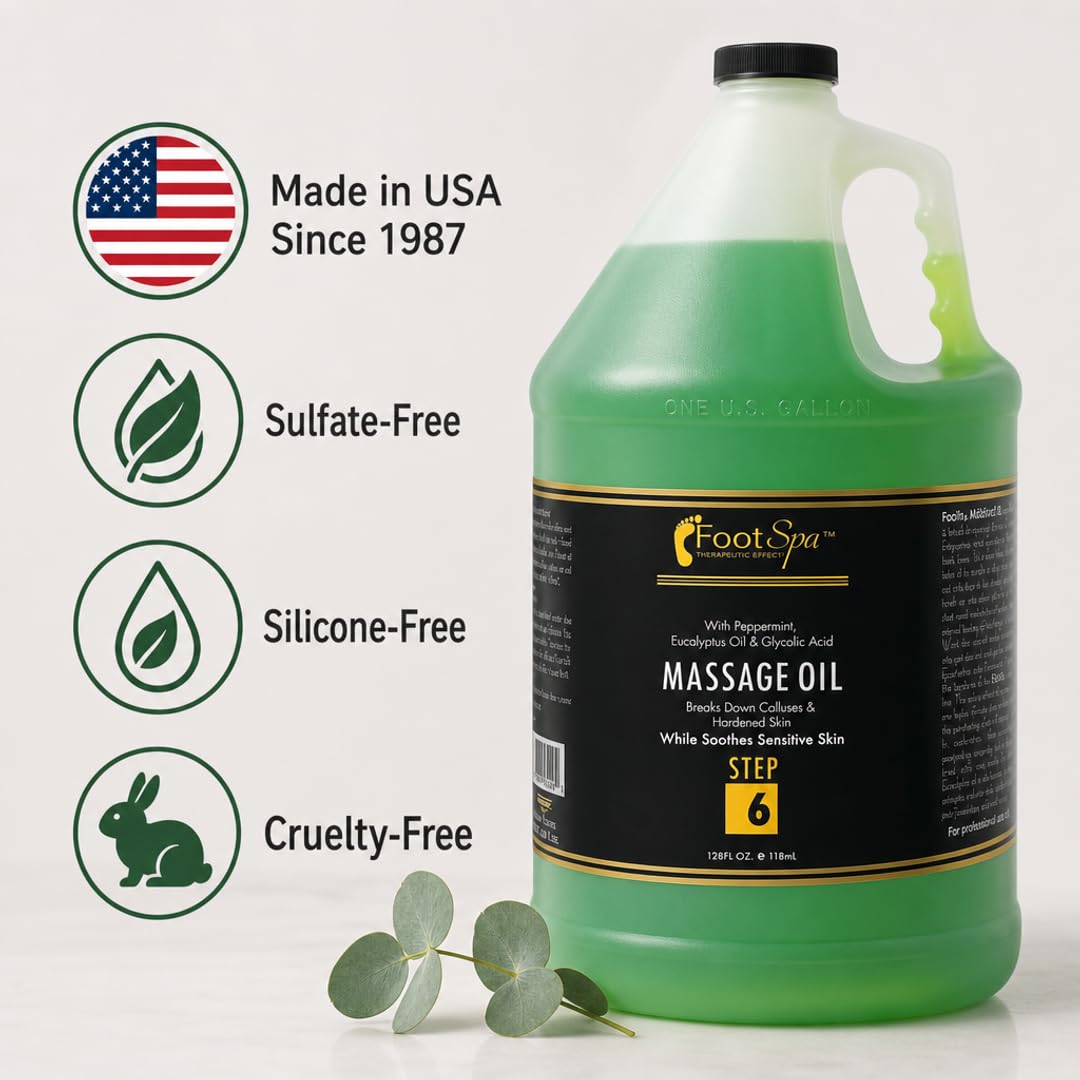 Foot Spa Massage Oil – Professional Massage Therapy with Tea Tree, Peppermint & Eucalyptus – Deeply Hydrating for Full Body, Manicure & Pedicure – Soothes Sore Muscles & Repairs Dry Skin